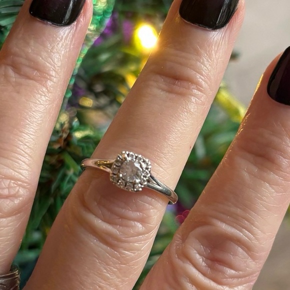 14KT White Gold Approx. 1CTW Natural Mined Diamond Cushion Halo Engagement Ring - Picture 8 of 12